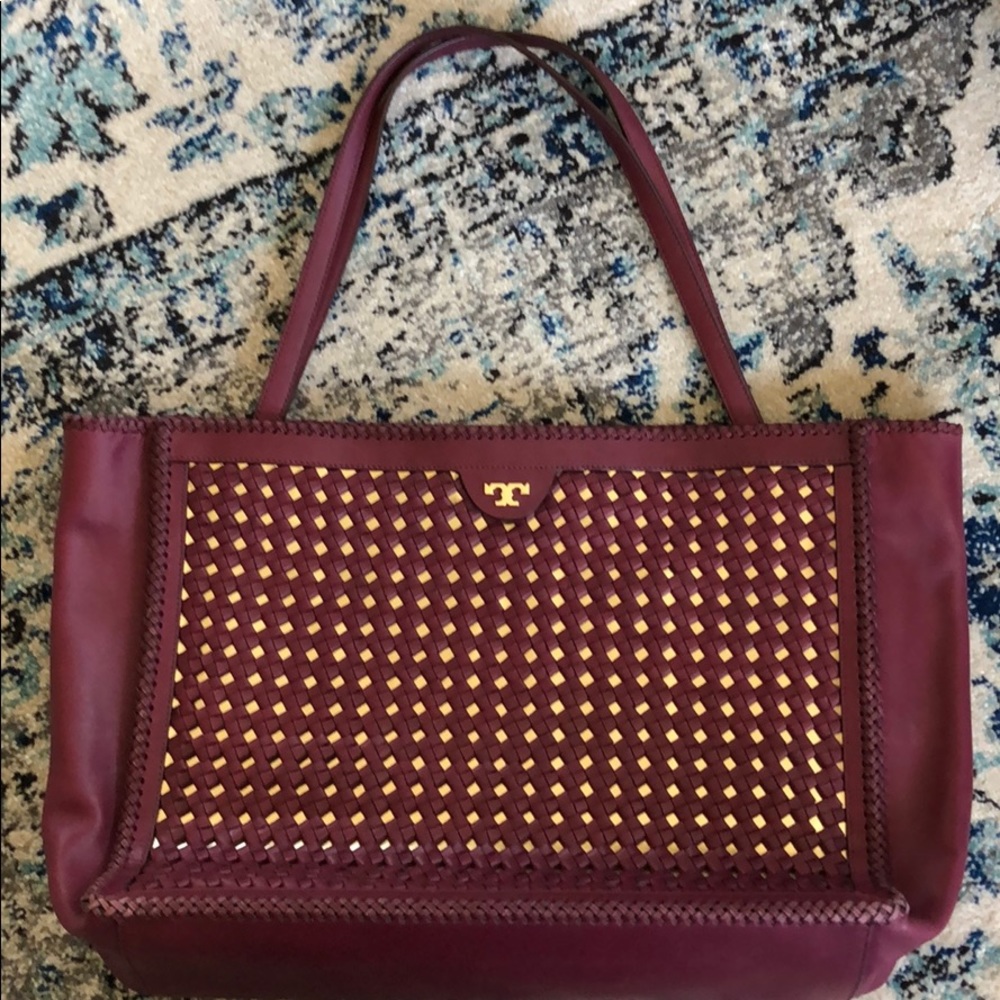 Magenta / Plum and golf accent story Butch purse